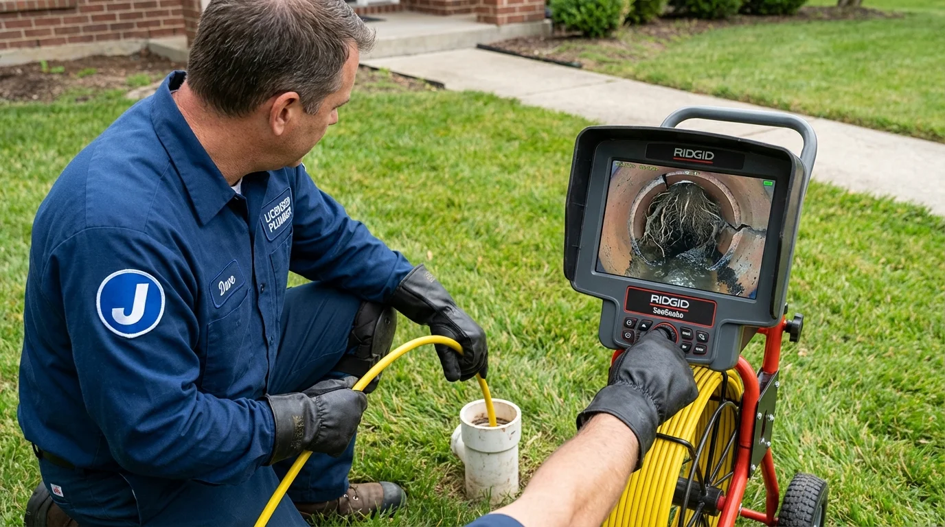 Sewer camera inspection being performed by Johns Plumbing LLC in Devon