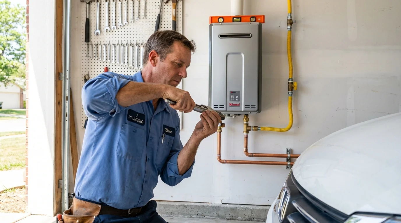 Tankless water heater installation by a Johns Plumbing LLC plumber in Devon